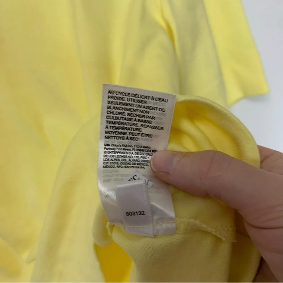 Chicos The Ultimate Tee 100% Cotton Size 2 large) Yellow  Comfort Casual Vibrant - Picture 7 of 8